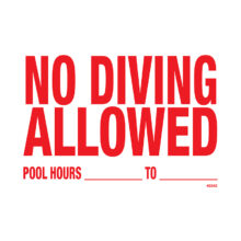 40342 | 18" x 12" No Diving Allowed Sign